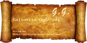 Gallovits Győző névjegykártya
